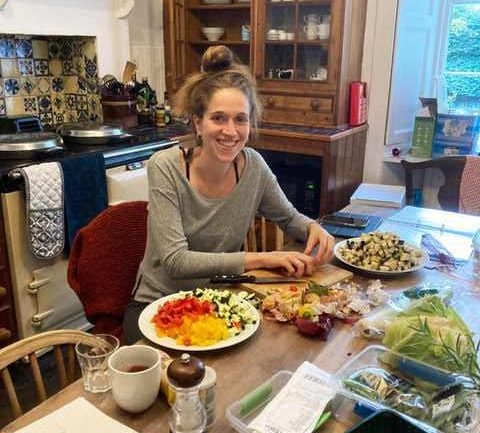 Our enthusiastic student helping with the food preparation in October.