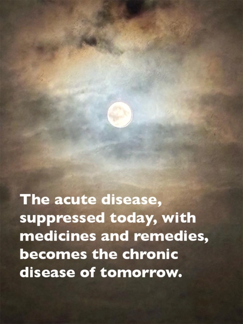 The Acute disease suppressed today with medicines and remedies becomes the chronic disease of tomorrow - Nature Cure Scotland